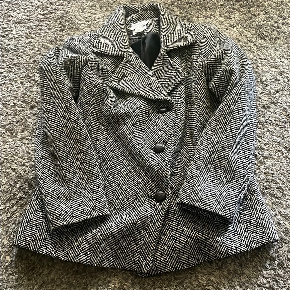 Women's Black and White Herringbone Jacket